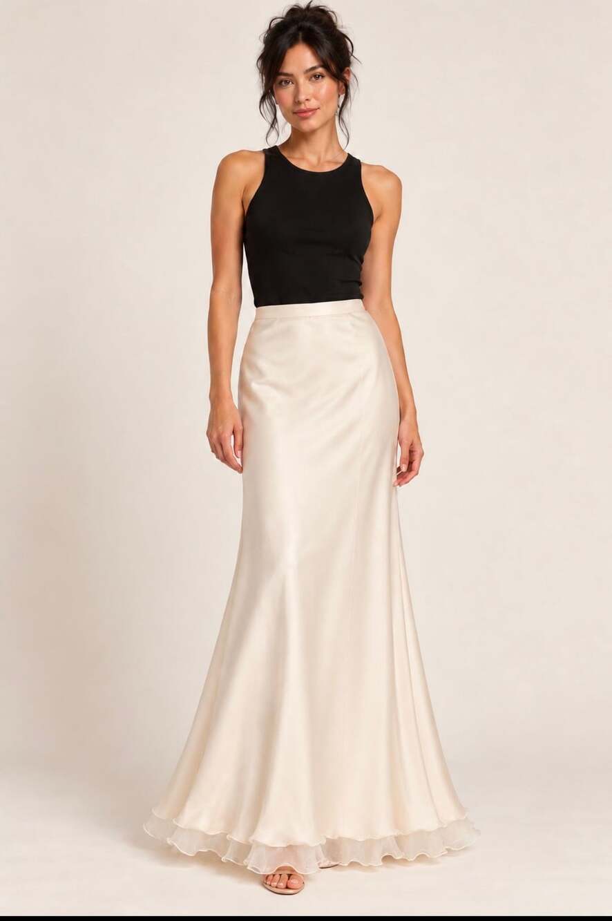 Escada Rock Skirt Size 38 Cream Silk Long dramatic Maxi